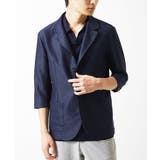 ネイビー | 【洗える / 快適清涼素材】カラミメッシュ七分袖ジャケット | MK MICHEL KLEIN homme
