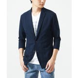 ネイビー | 【洗える・サッカー】七分袖ジャーディガン | MK MICHEL KLEIN homme