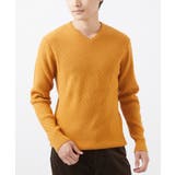 マスタード | 【洗濯機で洗える/全5色展開】Vネックニット/バイヤスへリンボン | MK MICHEL KLEIN homme
