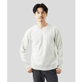 【Vネック/洗濯機で洗える】ランダムタック ストライプニット | MK MICHEL KLEIN homme | 詳細画像1