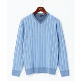 【Vネック/洗濯機で洗える】ランダムタック ストライプニット | MK MICHEL KLEIN homme | 詳細画像6