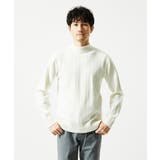 ホワイト | 【洗濯機で洗える】モックネックニット / ランダムタックストライプ | MK MICHEL KLEIN homme