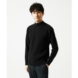 ブラック | 【洗濯機で洗える】モックネックニット / ランダムタックストライプ | MK MICHEL KLEIN homme