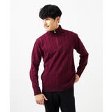 パープル | 【洗える/リサイクル糸使用】ハーフジップニット / ミックスヘリンボン | MK MICHEL KLEIN homme