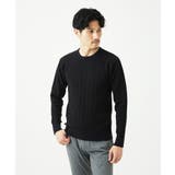 ネイビー | 【クルーネック/洗濯機で洗える】ランダムタックストライプクルーネックニット | MK MICHEL KLEIN homme