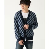 ネイビー(57) | サンダー柄カーディガン | MK MICHEL KLEIN homme