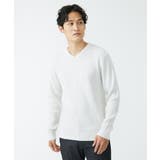 ライトグレー(91) | Vネックニット / ツイルへリンボン | MK MICHEL KLEIN homme