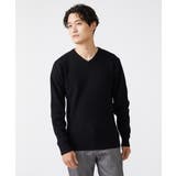 ブラック(94) | Vネックニット / ツイルへリンボン | MK MICHEL KLEIN homme