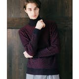 パープル(77) | タートルネックニット / ツイルへリンボン | MK MICHEL KLEIN homme