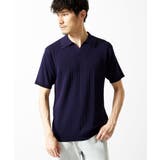 ネイビー | 【洗える】リネンタッチハリヌキニットポロシャツ | MK MICHEL KLEIN homme