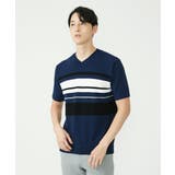 ネイビー(57) | 大人のニットソー / パネルボーダー | MK MICHEL KLEIN homme