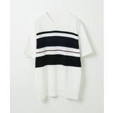 ホワイト(90) | 大人のニットソー / パネルボーダー | MK MICHEL KLEIN homme