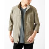 カーキ | 【洗える】 リネンタッチミリタリー七分袖シャツ | MK MICHEL KLEIN homme