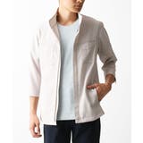 ライトグレー | 【洗える】 リネンタッチミリタリー七分袖シャツ | MK MICHEL KLEIN homme
