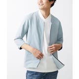 グリーン | 【残りわずか】7分袖ノーカラーブルゾン | MK MICHEL KLEIN homme