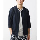 ネイビー | 【残りわずか】7分袖ノーカラーブルゾン | MK MICHEL KLEIN homme