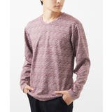 パープル | 【大きいサイズあり】Vネック長袖カットソー/ストームジャガード | MK MICHEL KLEIN homme
