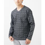 ブラック | 【大きいサイズあり】Vネック長袖カットソー/ストームジャガード | MK MICHEL KLEIN homme