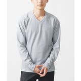 グレー | 【大きいサイズあり】Vネック長袖カットソー/ダブルストライプ | MK MICHEL KLEIN homme