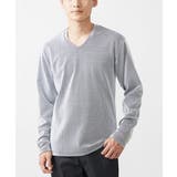 ブラック | 【大きいサイズあり】Vネック長袖カットソー/ダブルストライプ | MK MICHEL KLEIN homme