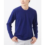 ネイビー | 【大きいサイズあり】クルーネック長袖カットソー/フクレストライプ | MK MICHEL KLEIN homme