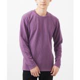 パープル | 【大きいサイズあり】クルーネック長袖カットソー/フクレストライプ | MK MICHEL KLEIN homme
