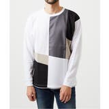 ホワイト | 【ゆったりサイズ】ブロック切り替え長袖カットソー | MK MICHEL KLEIN homme