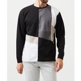 ブラック | 【ゆったりサイズ】ブロック切り替え長袖カットソー | MK MICHEL KLEIN homme