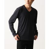 【洗える】Vネックストライプカットソー | MK MICHEL KLEIN homme | 詳細画像1