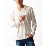 ホワイト(90) | 【洗える】Vネックストライプカットソー | MK MICHEL KLEIN homme