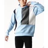 ライトブルー | グレンチェックブロック切替パーカー | MK MICHEL KLEIN homme