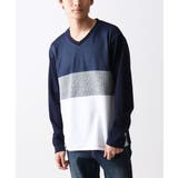 ネイビー | 【洗える】パネル切替え長袖カットソー | MK MICHEL KLEIN homme