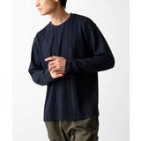 ネイビー | 【洗える】ヘリンボーン柄長袖カットソー | MK MICHEL KLEIN homme