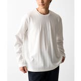 ホワイト | 【洗える】ヘリンボーン柄長袖カットソー | MK MICHEL KLEIN homme