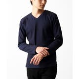 ネイビー | 【洗える】Vネックカットソー / 2トーンプレンティング | MK MICHEL KLEIN homme