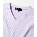 ラベンダー | 【洗える】Vネックカットソー / 2トーンプレンティング | MK MICHEL KLEIN homme