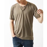 ブラウン | スキッパーネックTシャツ チドリウエーブジャガード | MK MICHEL KLEIN homme