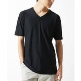 ブラック | 【接触冷感 / ひんやり】 スリップウエーブジャガードVネックTシャツ | MK MICHEL KLEIN homme