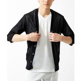 ホワイト(90) | ストライプ柄VネックTシャツ | MK MICHEL KLEIN homme