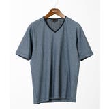 ブルー | 【洗える・サッカー素材】Vネックカットソー | MK MICHEL KLEIN homme