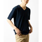 ネイビー | 【洗える・サッカー素材】Vネックカットソー | MK MICHEL KLEIN homme