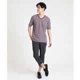 パープル(77) | カットソー / サッカーストライプジャージ | MK MICHEL KLEIN homme