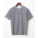 ネイビー | 【WFP・洗える】ロゴ刺繍ボーダーカットソー | MK MICHEL KLEIN homme