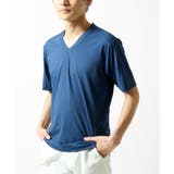 ブルー | 【洗える】ハリヌキテレコVネック半袖 | MK MICHEL KLEIN homme