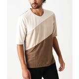 ベージュ | 【洗える】五分袖カットソー/スエード切り替えシルキーポンチ | MK MICHEL KLEIN homme