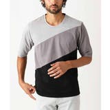 グレー | 【洗える】五分袖カットソー/スエード切り替えシルキーポンチ | MK MICHEL KLEIN homme
