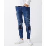 ネイビー | 【WEB先行限定】パッチワークダメージデニム | MK MICHEL KLEIN homme