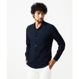 ネイビー | シアーサッカー調長袖シャツ | MICHEL KLEIN HOMME