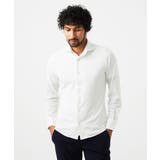 ホワイト | 千鳥柄サッカー長袖シャツ | MICHEL KLEIN HOMME