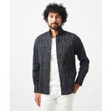 ブラック | ストライプタックスタンドカラー長袖シャツ | MICHEL KLEIN HOMME
